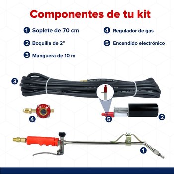 Soplete Gas Butano Encendido Electrónico Manguera 10 m