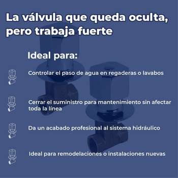 Válvula de Empotrar Roscable Bronce Rugo C/Chapetón