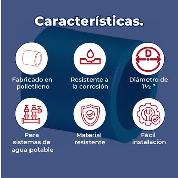 Cople Tuboplus 1½ pulgada Rotoplas para Instalación Hidráulica