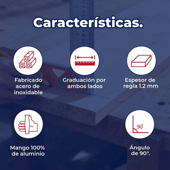 Escuadra 8" Pulgadas Para Carpintero Con Mango 100% de Aluminio