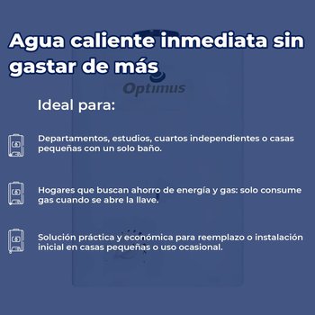Calentador Paso 05 L Instantáneo Optimus 1 Baño Gas Natural