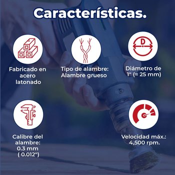 Carda de copa 1" alambre grueso para taladro Truper