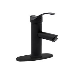 Llave Monomando Para Lavabo Rugo Acabado Negro Con Cubierta