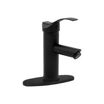 Llave Monomando Para Lavabo Rugo Acabado Negro Con Cubierta