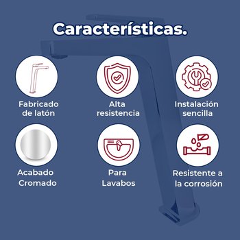 Llave Monomando Para Lavabo Alto Helvex Cromo Linea Quadratta