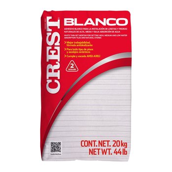 Adhesivo 20 kg Crest blanco para losetas y piedras naturales