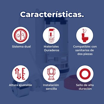 Válvula de Descarga Sanitario WC Dual Dos Pzas 2 Pulgadas