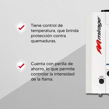 Calentador Paso Instantáneo 6 Lts Mirage Gas LP