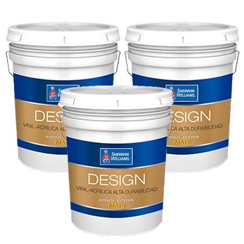 Paquete 3X2 Pintura Vinil Acrílica Mate Desing Blanco 19 L