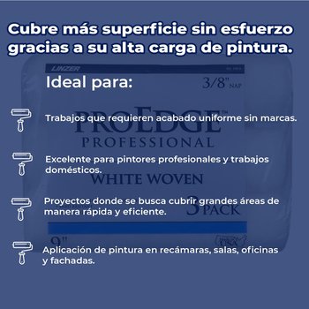 Paquete felpa rodillo lana Linzer 3 pzas 22.86 x 0.95 cm