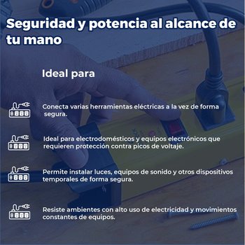 Multicontacto Extensión Uso Industrial Volteck 6 entradas