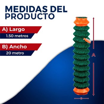 Malla Ciclónica Forrada DeAcero 1.50 x 20 M Calibre 12.5