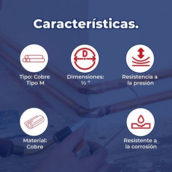 Tubo de Cobre tipo M Iusa ½ pulgada