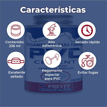 Pegamento Presto PVC 236 ml ¼ l