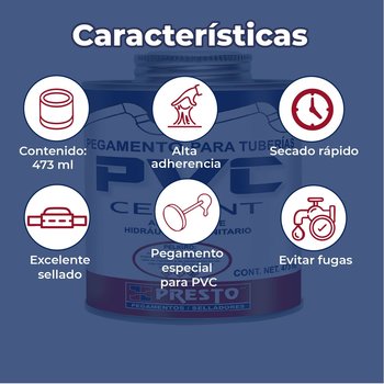Pegamento PVC Presto 473 ml 1/2 l