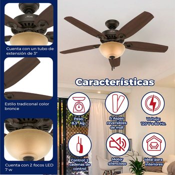 Ventilador Builder Deluxe 52 pulg Bronce nuevo Hunter