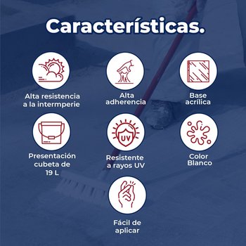 Impermeabilizante Acrílico Fibratado Blanco 5 Años 19 L