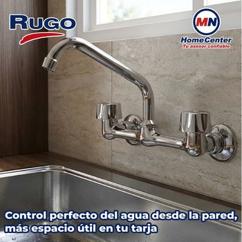 Llave Mezcladora 8" a la Pared Para Fregadero Sin Cubierta Rugo