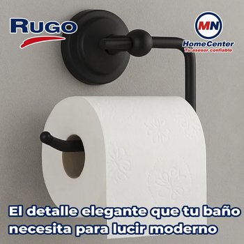 Porta Papel de Rollo Higiénico Acabado Negro Rugo PR80N