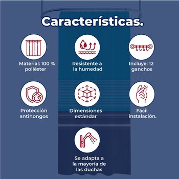 Cortina Para Baño 180x180 cm Poliéster Chocomenta Euroshowers