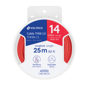 Cable Eléctrico THHW-LS Calibre 14 AWG Rojo 25 m