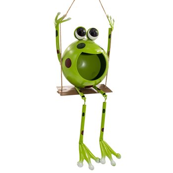 Figura decorativa solar p/jardín figura rana c/columpio 1.30 M