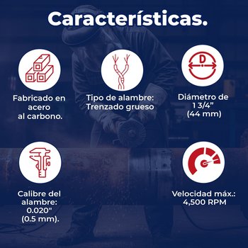 Carda de Copa 1-3/4" Alambre Grueso Para Taladro Truper