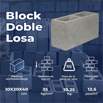 Block Doble Losa 10 x 20 x 40 cm