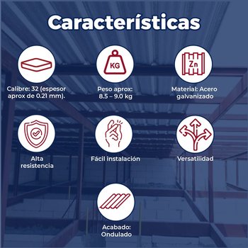 Lámina Galvanizada Ondulada Cal 32 Zintro O-30 3 x 10