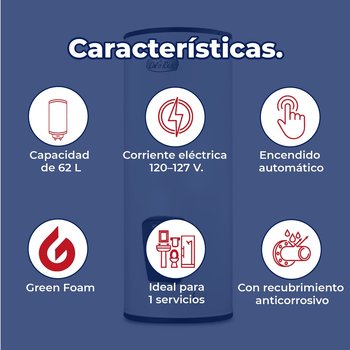 Calentador de Depósito Eléctrico Calorex 120-127 V 62 Lt