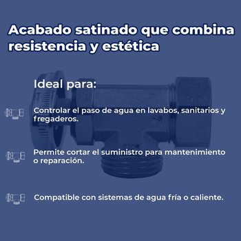 Llave de Control Angular Metálica Roscable Satinado ½ x ½ Rugo