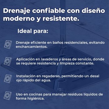 Coladera Cuadrada de Abs con Rejilla de Acero Inoxidable Coflex