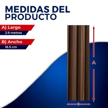 Panel Lambrin de pared WPC interior nogal 16.5X290X2.2 CM