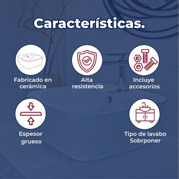 Lavabo de sobreponer rebosadero una perforación Blanco Helvex