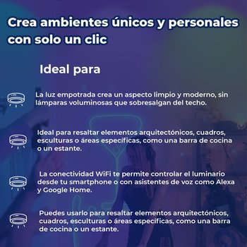 Luminario led empotrado smart 5 pulgadas 12 W con wifi