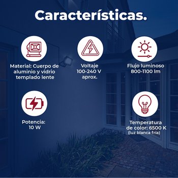 Reflector Led 10 w Luz Blanca 6500 K
