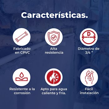 Tubo CPVC Iusa 3/4 Pulg x 6.10 m para Instalaciones Hidráulicas