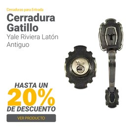 Cerradura Entrada Gatillo Yale Riviera Latón Antiguo