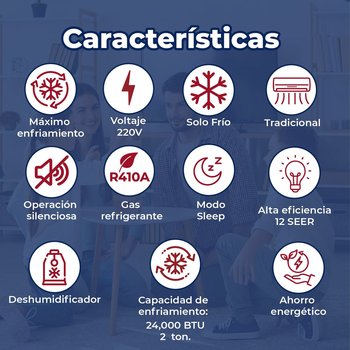 Minisplit Tradicional 2 Ton Solo Frio 220V PRIME