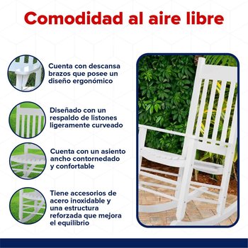 Silla Mecedora De Madera Blanca