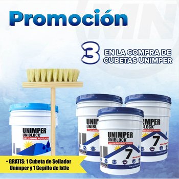Paquete 3 Cubetas Unimper, Gratis 1 Sellador y Cepillo ixtle