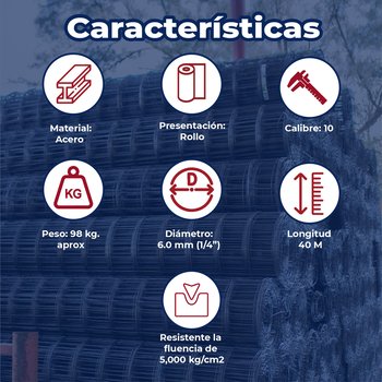 Malla Electrosoldada DeAcero 66-1010 2.5 x 40 ML 100 m2