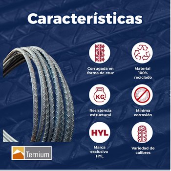 VARILLA DOBLADA TERNIUM #3 3/8X12 M AR-42