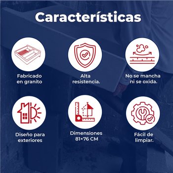 Lavadero de Granito Grande 81 × 76 cm Ideal para Hogar