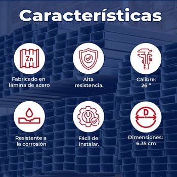 Poste Metálico Calibre 26 6.35X3.05 M