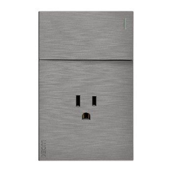 Placa 1 Apagador Sencillo 1 Contacto Lucek Flat Plata