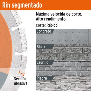 Disco Diamante Rin Segmentado 4 pulg Truper