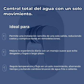 Llave Monomando Para regadera Potenza sin desviador cromo Helvex