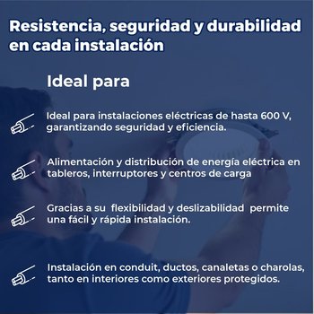 Cable Eléctrico Rojo Rollo de 100 M Calibre 10 THW-LS