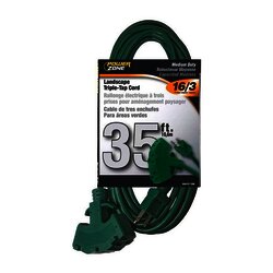 Extensión eléctrica verde PowerZone 3 tomas 10.66 m